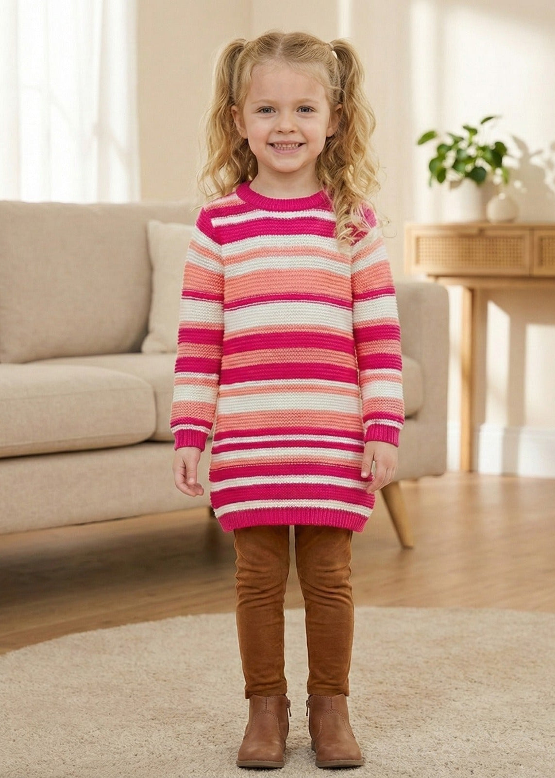 Girls Striped Knit Sweater