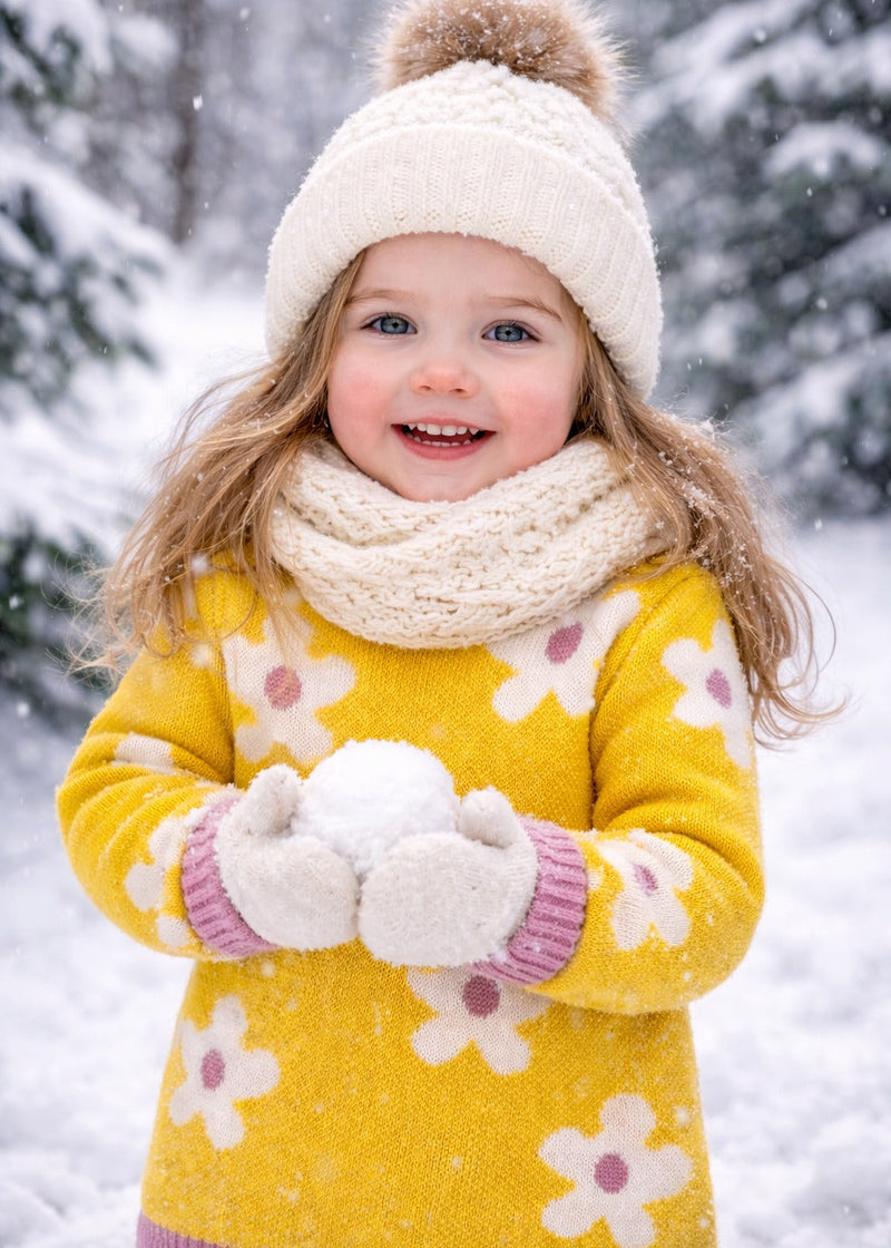 Girls Floral Knit Sweater