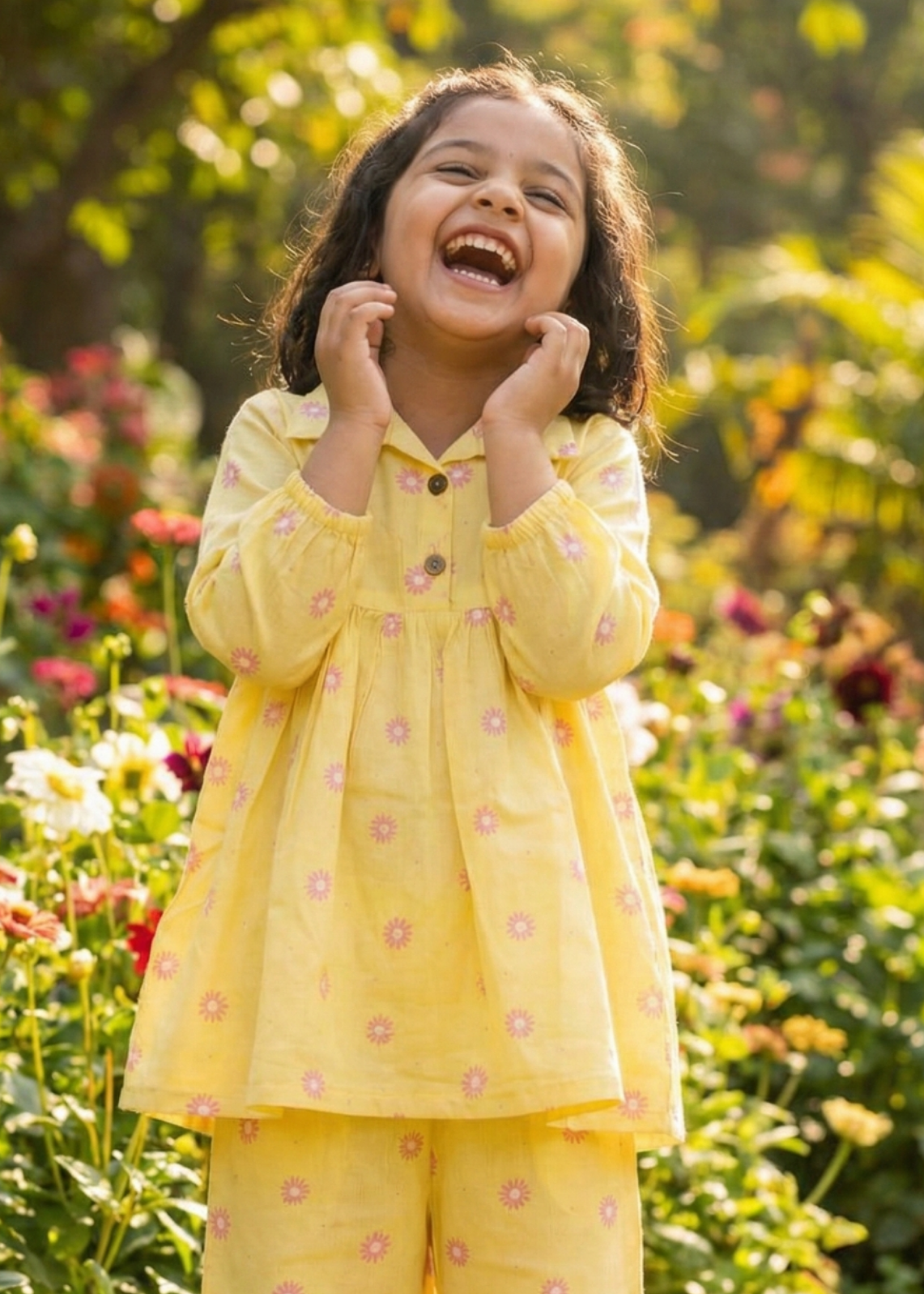 Girls Floral Print Cotton Co-Ord Set