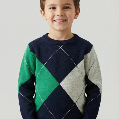 Boys Argyle Knit Sweater